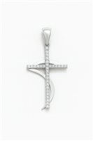 Ciondolo croce moderna da donna in oro bianco con zirconi – 2.00 g – Idee Preziose dal 1987 - IP.CHK18B/41